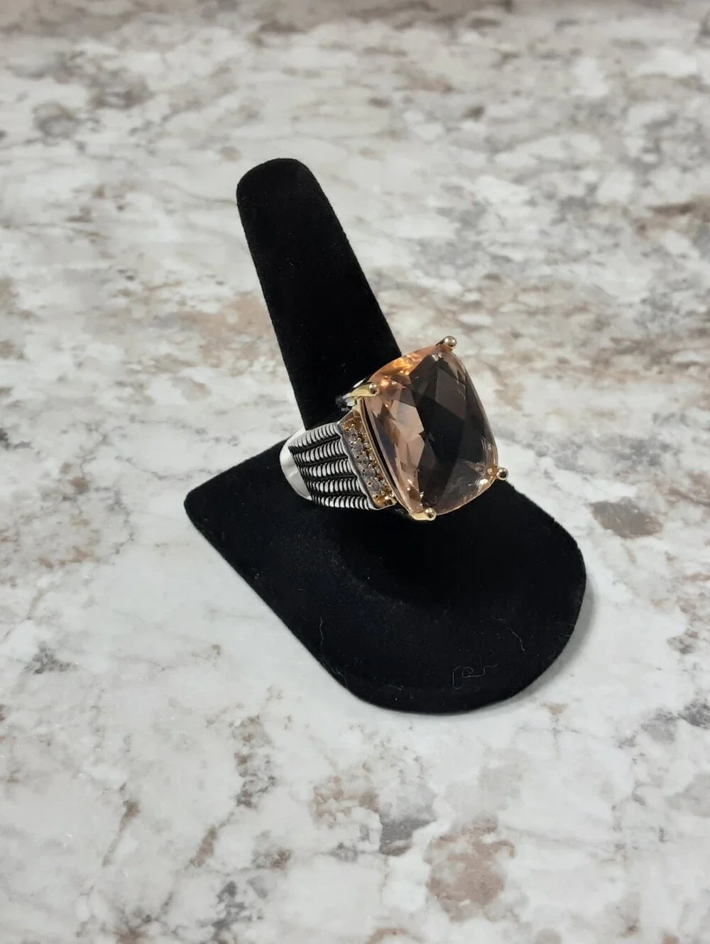 New 8ct Huge Champagne Morganite Band Ring